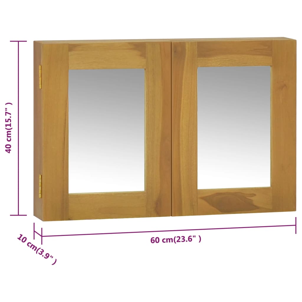 vidaXL Mirror Cabinet 23.6"x3.9"x15.7" Solid Wood Teak