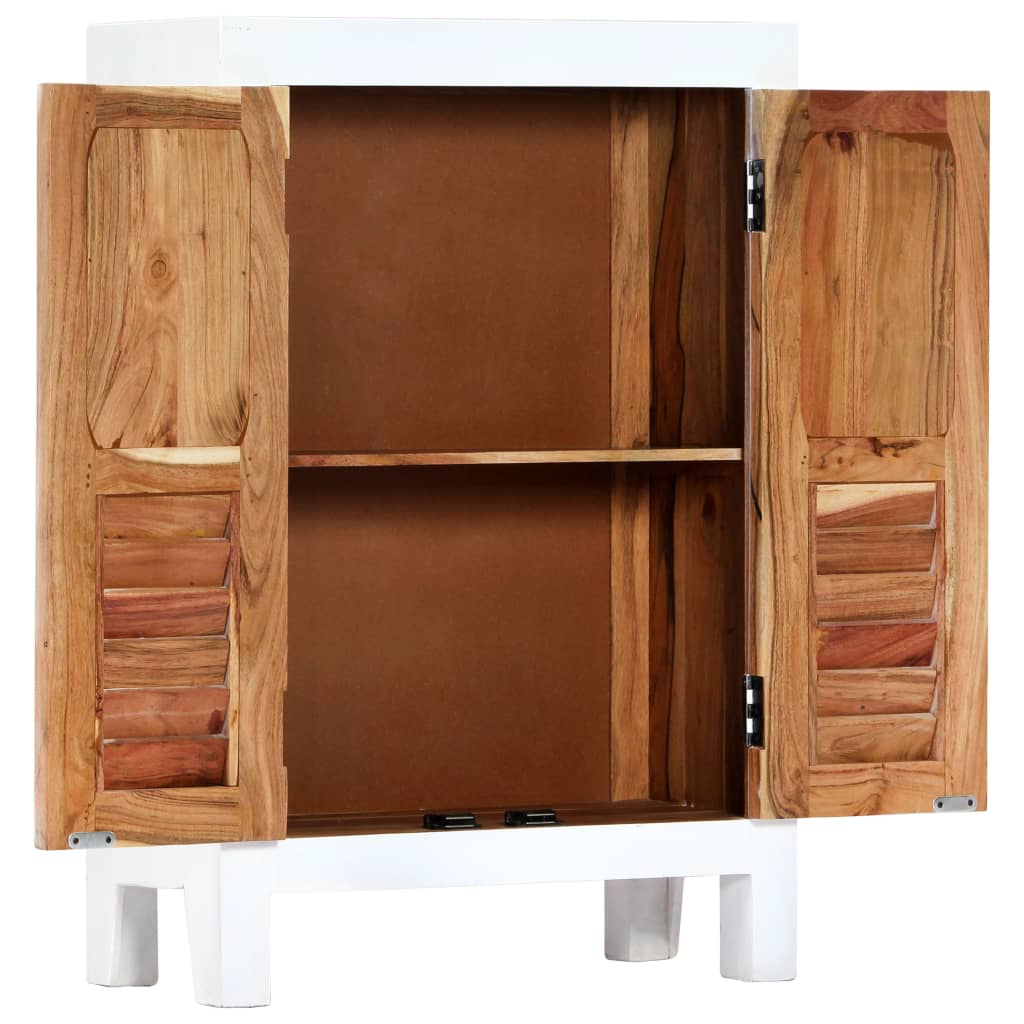 vidaXL Carved Sideboard White 23.6"x11.8"x35" Solid Mango Wood