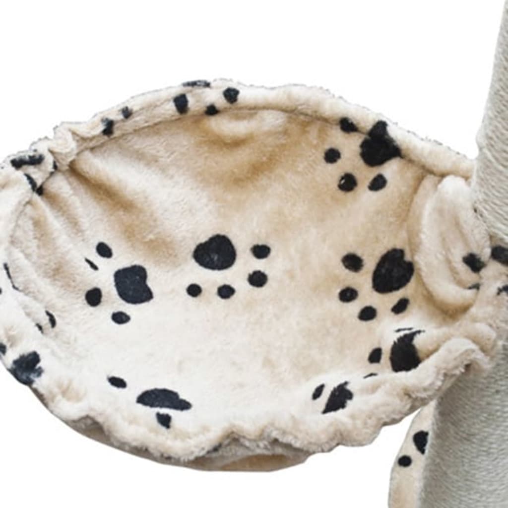 Cat Tree Deluxe 90" - 102" Beige with Paw Prints Plush