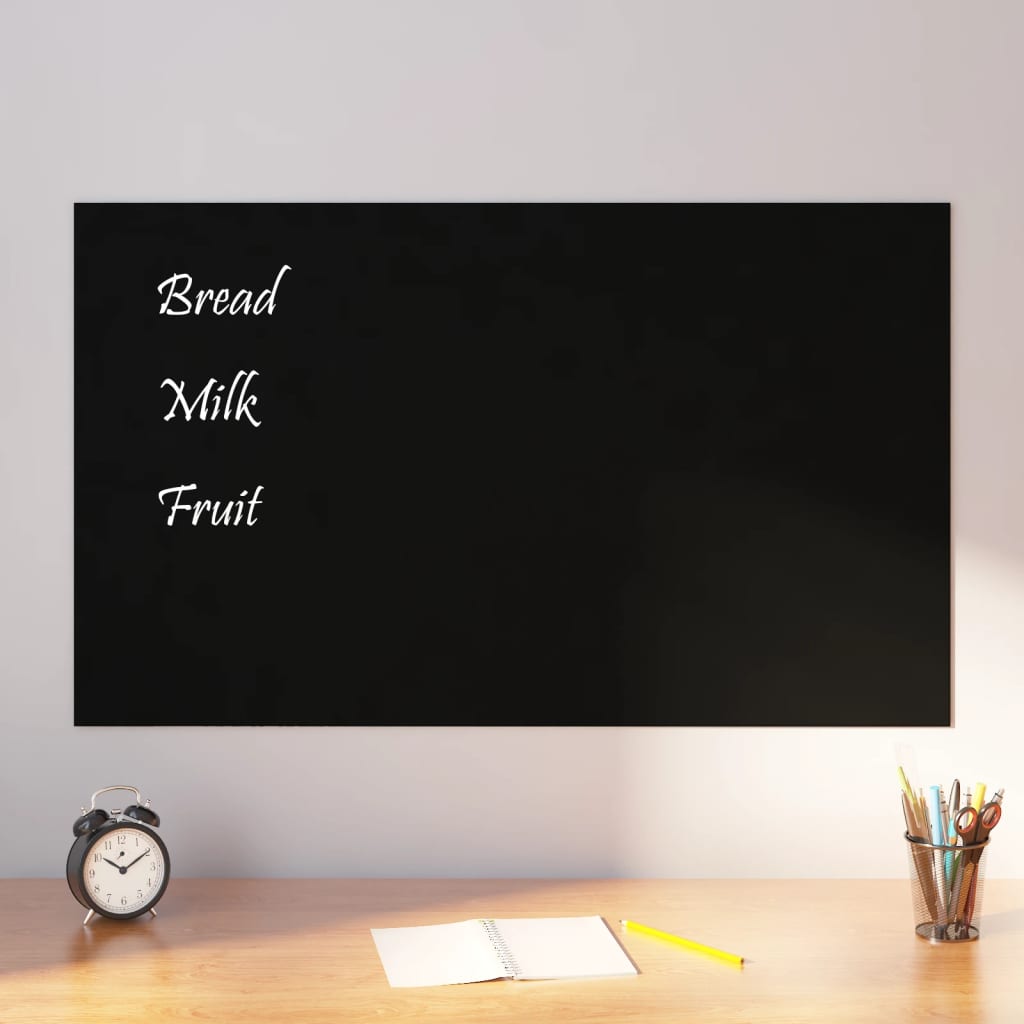 vidaXL Wall-mounted Magnetic Board Black 39.4"x23.6" Tempered Glass