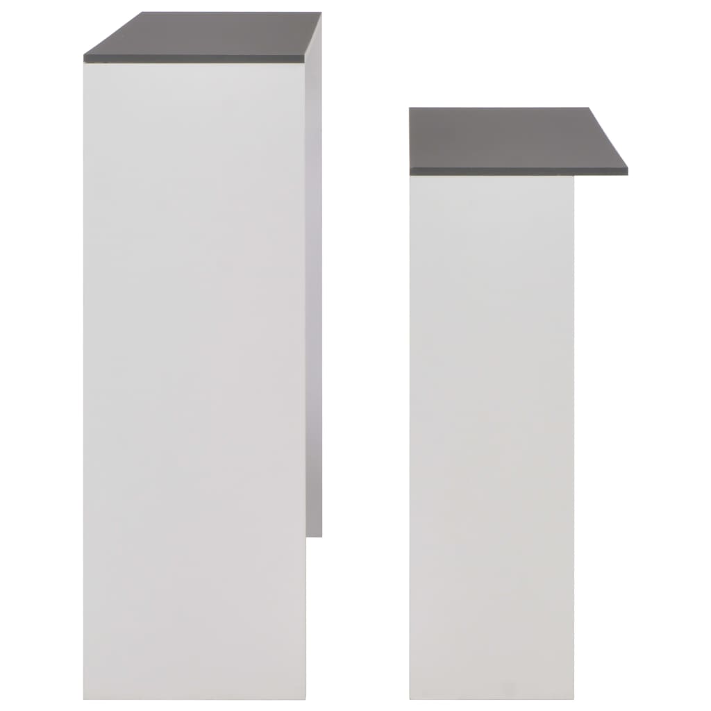 vidaXL Bar Table with 2 Table Tops White and gray 51.18"x15.75"x47.24"