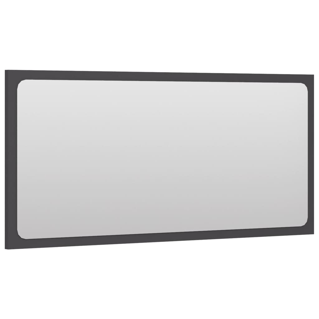 vidaXL Bathroom Mirror Gray 31.5"x0.6"x14.6" Engineered Wood