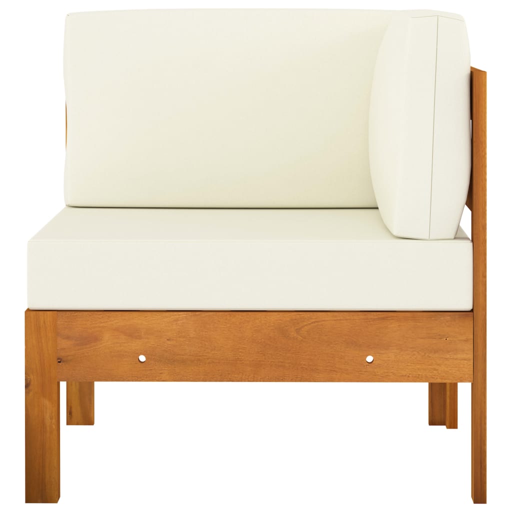 vidaXL 2 Piece Patio Lounge Set with Cream White Cushions Acacia Wood