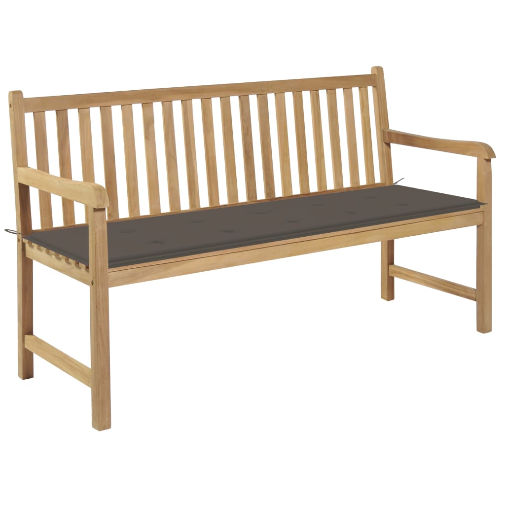 vidaXL Patio Bench with Taupe Cushion 23.3" Solid Teak Wood