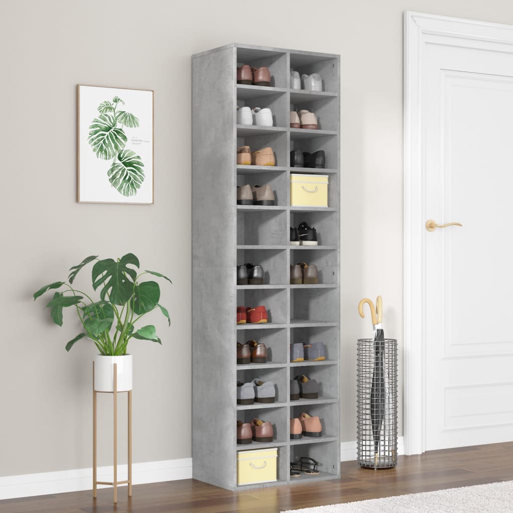 vidaXL Shoe Cabinet Concrete Gray 21.3"x13.4"x72" Engineered Wood