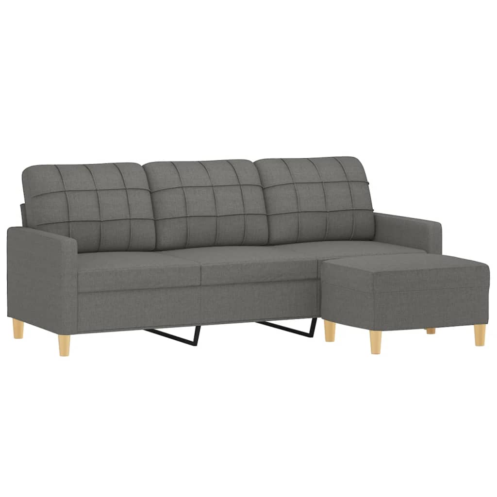 vidaXL 3-Seater Sofa with Footstool Dark Gray 70.9" Fabric