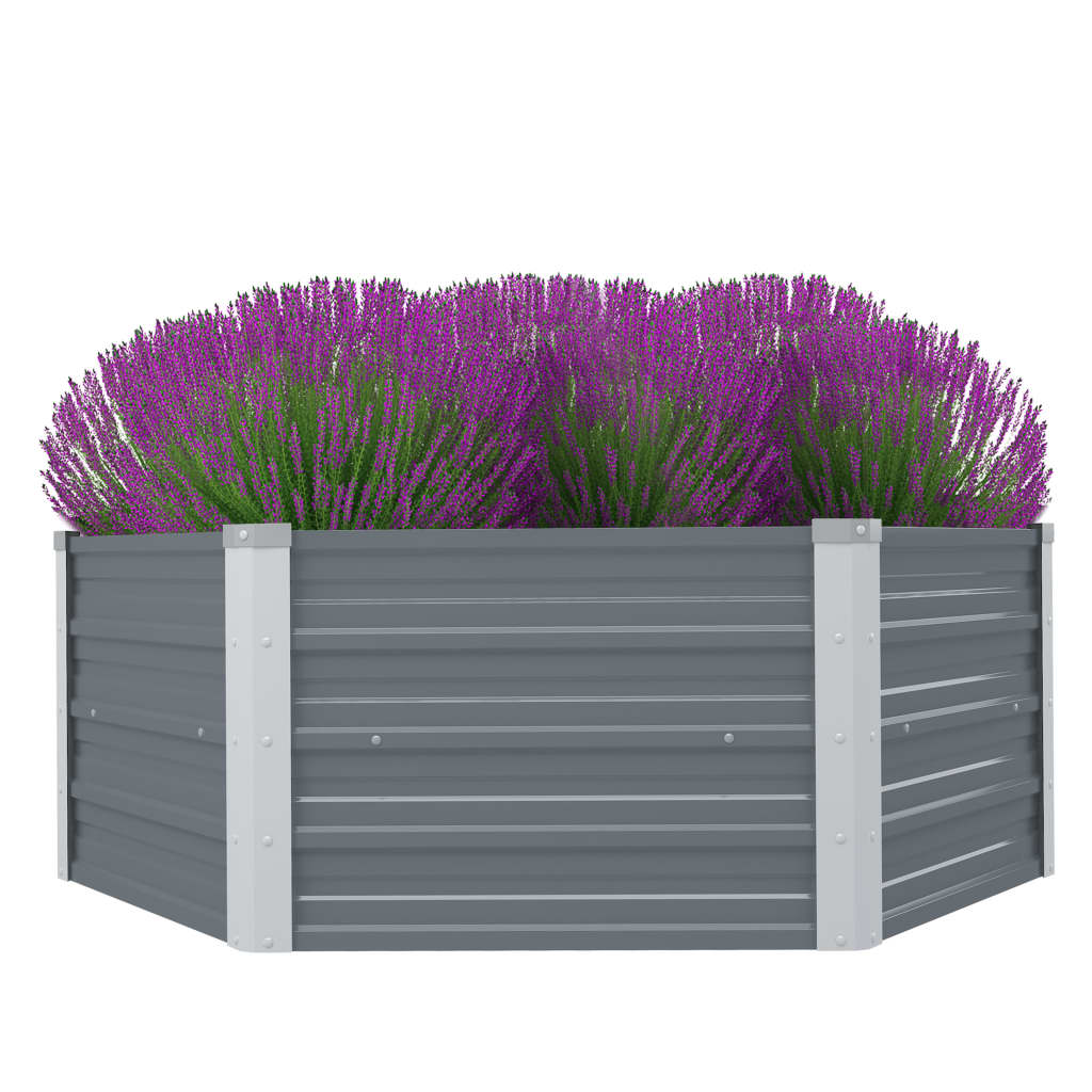 vidaXL Raised Garden Bed 50.8"x50.8"x18.1" Galvanized Steel Gray