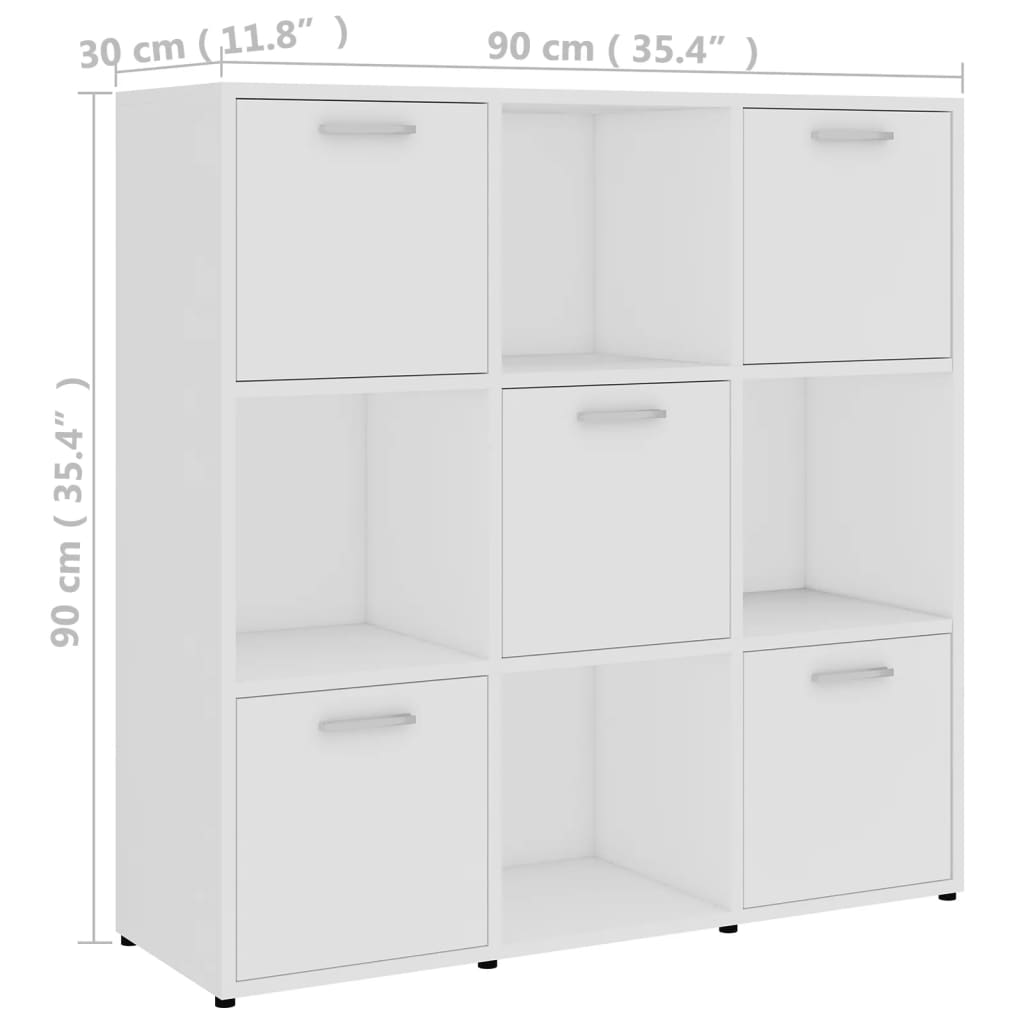vidaXL Book Cabinet White 35.4"x11.8"x35.4" Engineered Wood