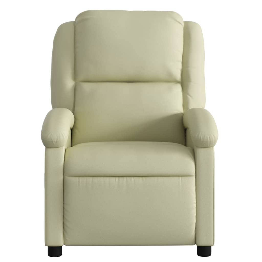 vidaXL Massage Recliner Chair Cream Real Leather