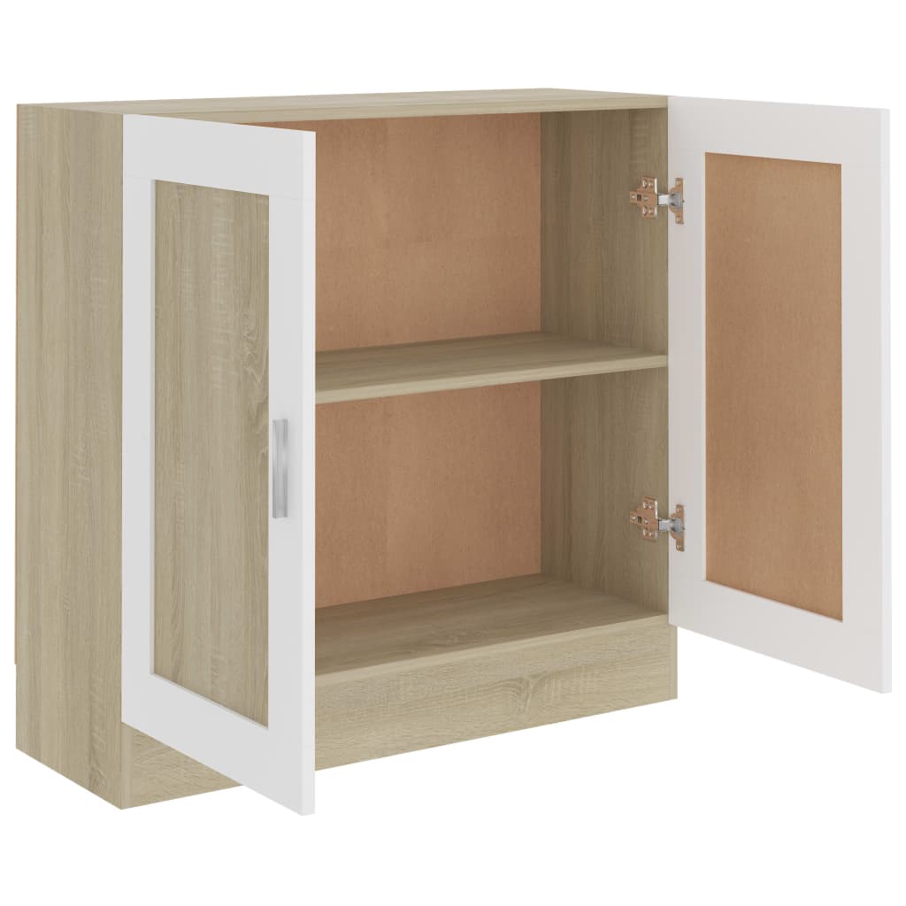 vidaXL Book Cabinet White and Sonoma Oak 32.5"x12"x31.5" Chipboard