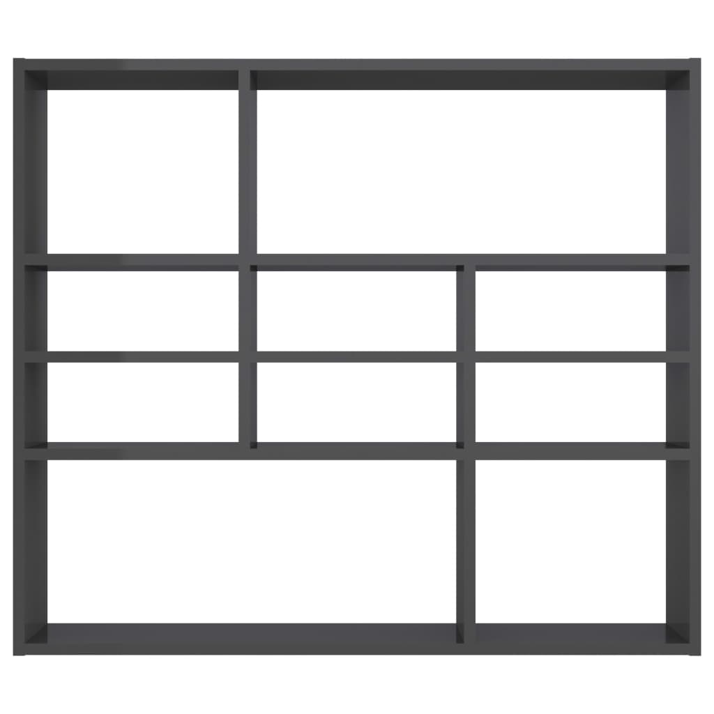 vidaXL Wall Shelf High Gloss Gray 35.4"x6.3"x30.7" Chipboard