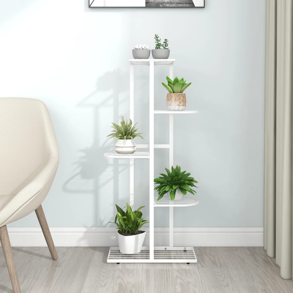 vidaXL 5-Floor Flower Stand 16.9"x8.7"x38.6" White Metal