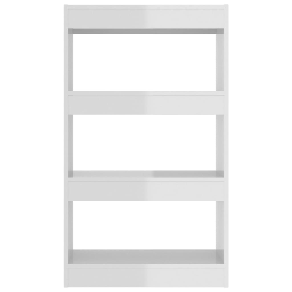 vidaXL Book Cabinet/Room Divider High Gloss White 23.6"x11.8"x40.6" Engineered Wood