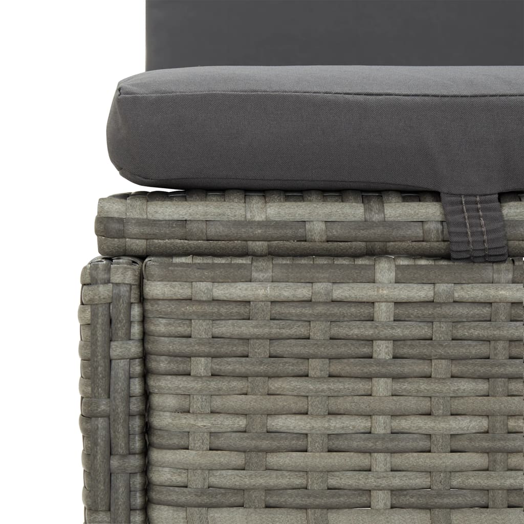 vidaXL Convertible Sun Bed with Cushions Poly Rattan Dark Gray