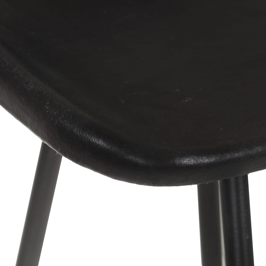 vidaXL Bar Stools 2 pcs Black Real Leather