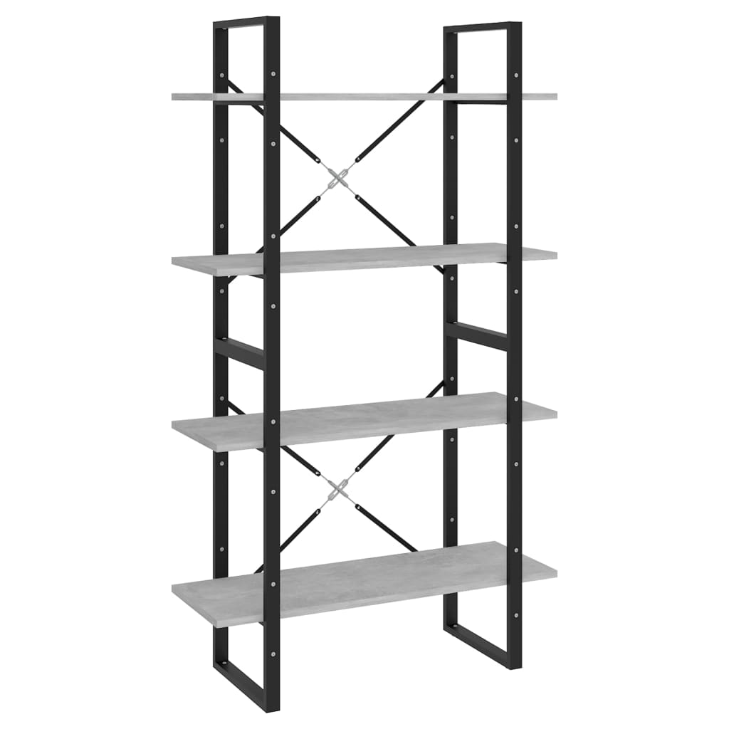 vidaXL 4-Tier Book Cabinet Concrete Gray 31.5"x11.8"x55.1" Engineered Wood