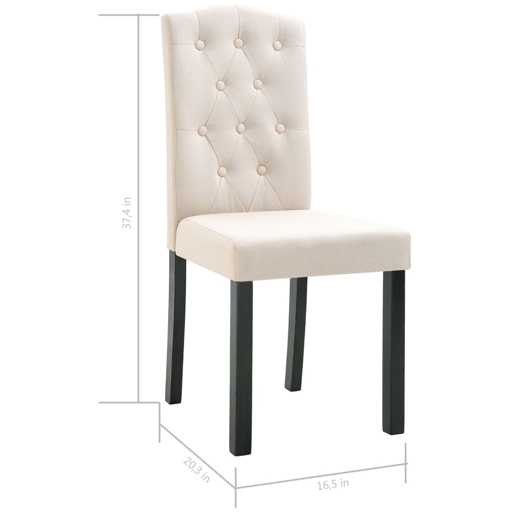vidaXL Dining Chairs 6 pcs Cream Fabric