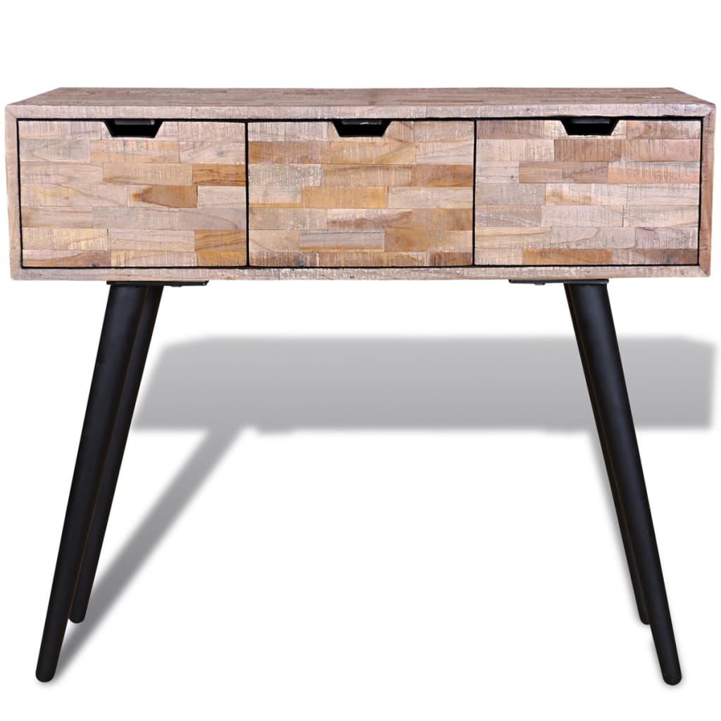 vidaXL Console Table with 3 Drawers Reclaimed Teak Wood | vidaXL.com