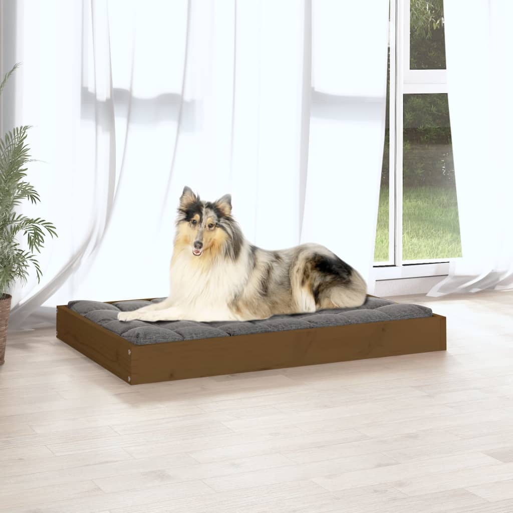 vidaXL Dog Bed Honey Brown 36"x25.2"x3.5" Solid Wood Pine