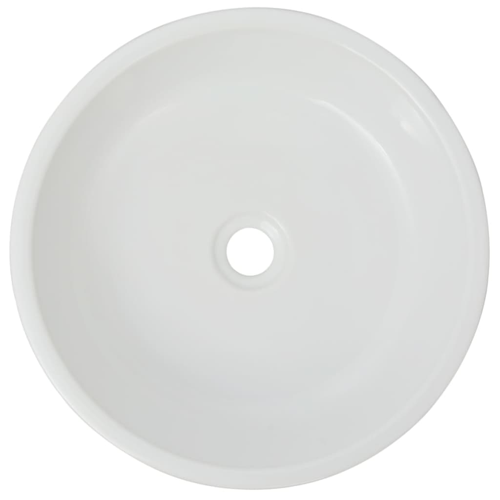vidaXL Basin Round Ceramic White 16.5"x4.7"