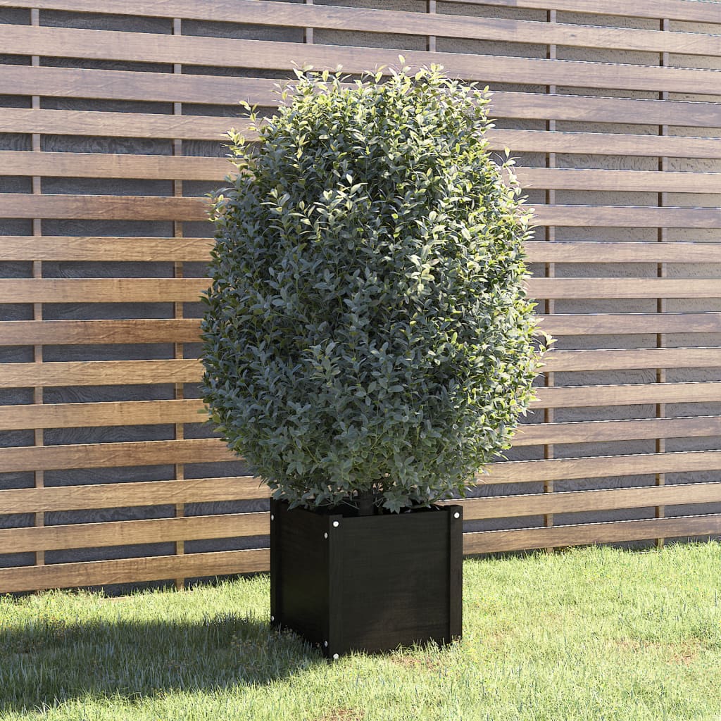 vidaXL Garden Planter Black 15.7"x15.7"x15.7" Solid Wood Pine