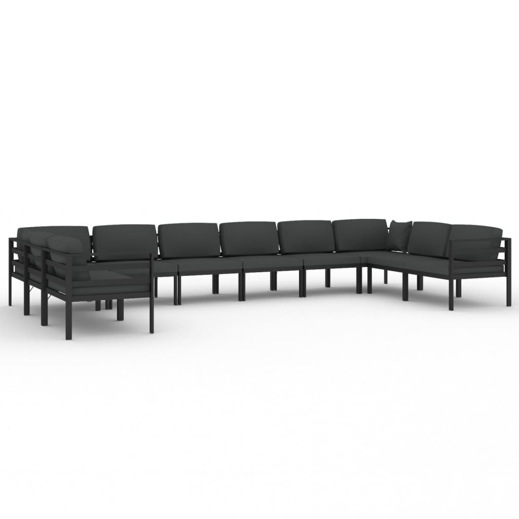 vidaXL 10 Piece Patio Lounge Set with Cushions Aluminum Anthracite