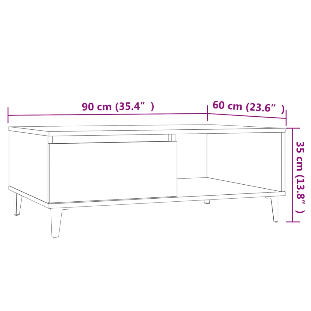 vidaXL Coffee Table Concrete Gray 35.4"x23.6"x13.8" Engineered Wood
