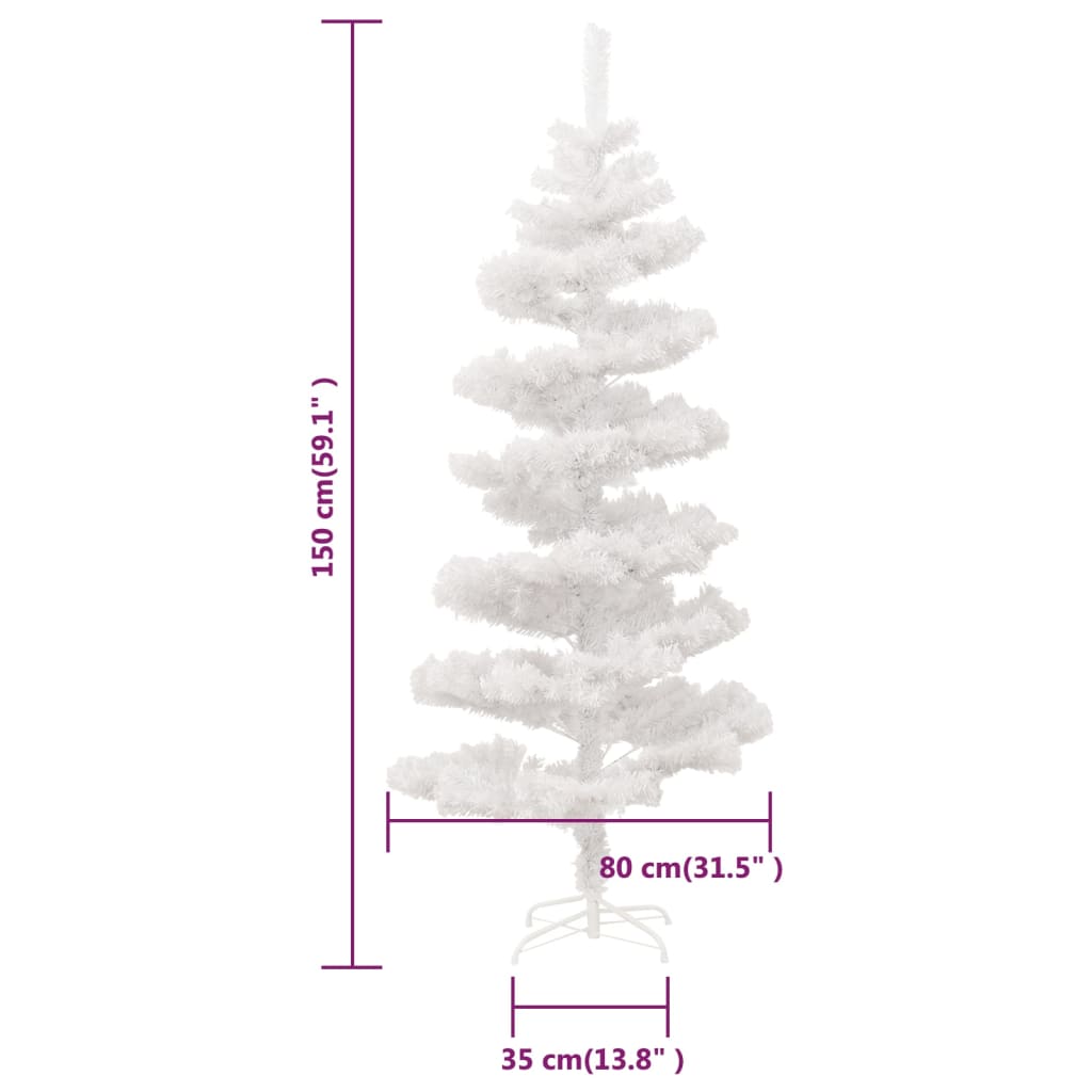 vidaXL Swirl Christmas Tree with Stand and LEDs White 5 ft PVC