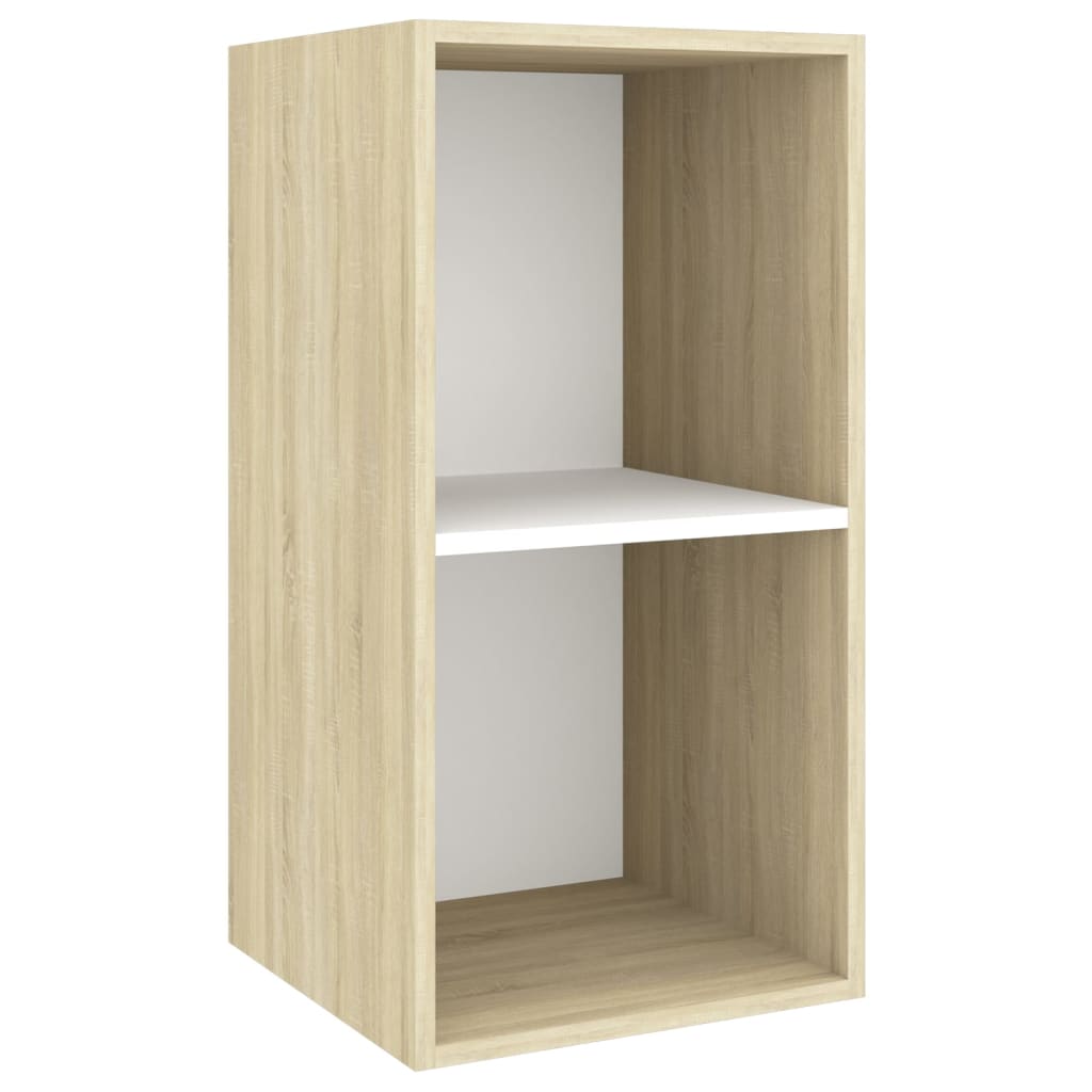 vidaXL Wall-mounted TV Cabinet Sonoma Oak and White 14.6"x14.6"x28.3" Engineered Wood