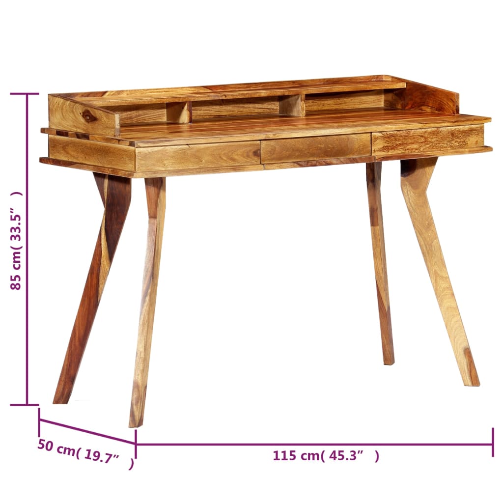vidaXL Writing Desk 45.3"x19.7"x33.5" Solid Sheesham Wood