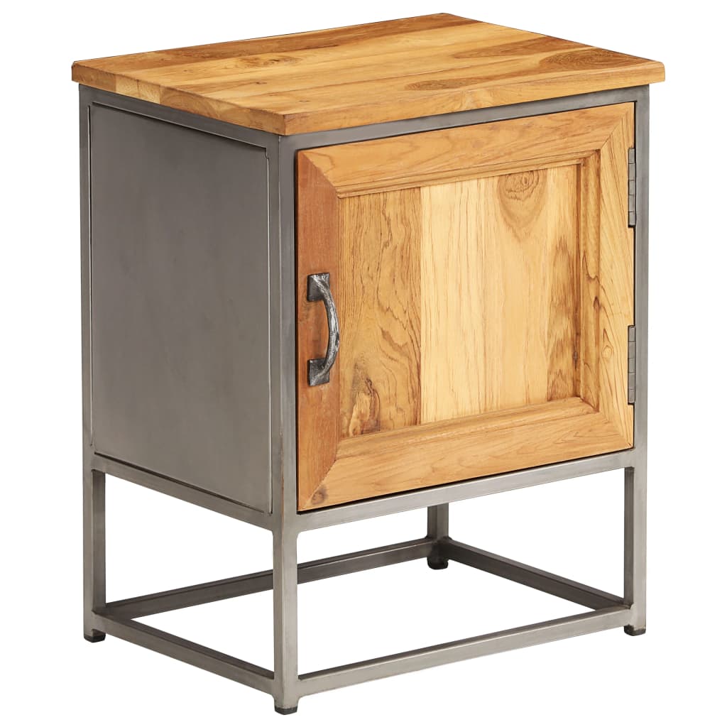 vidaXL Bedside Cabinet Recycled Teak and Steel 15.7"x11.8"x19.7"
