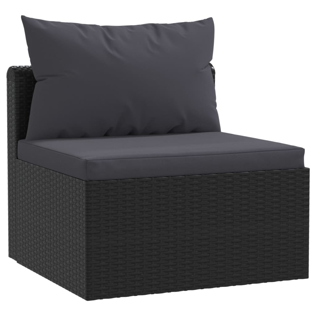 vidaXL 4 Piece Patio Sofa Set with Cushions Poly Rattan Black