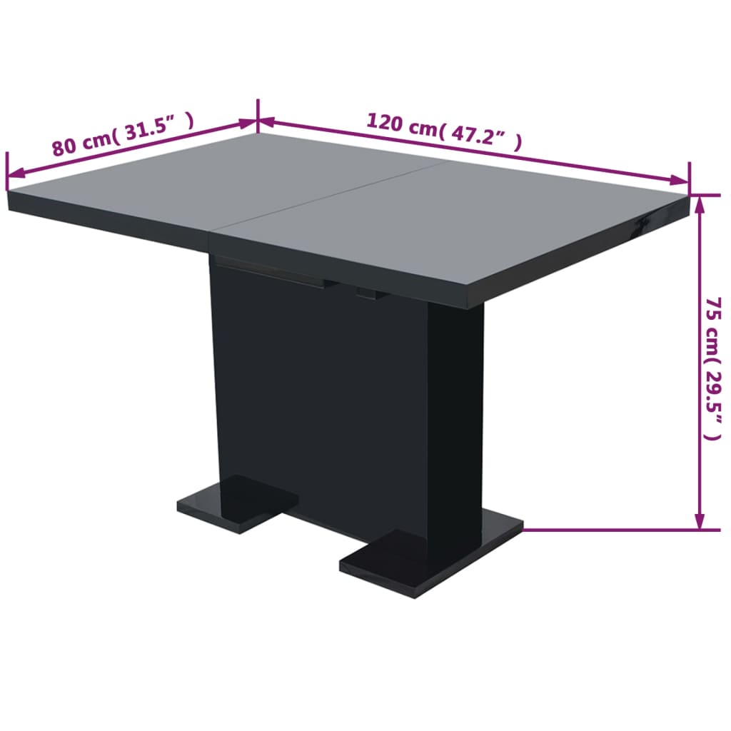 vidaXL Extendable Dining Table High Gloss Black