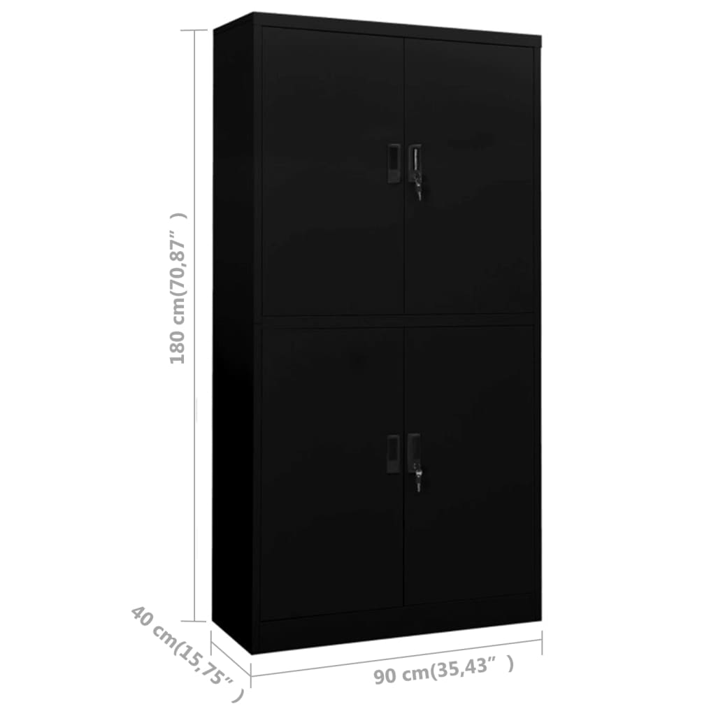 vidaXL Office Cabinet Black 35.4"x15.7"x70.9" Steel