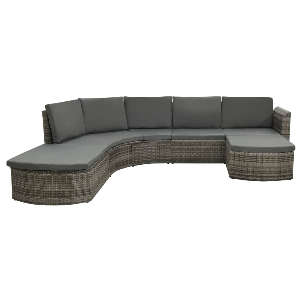 vidaXL 4 Piece Patio Lounge Set with Cushions Poly Rattan Gray