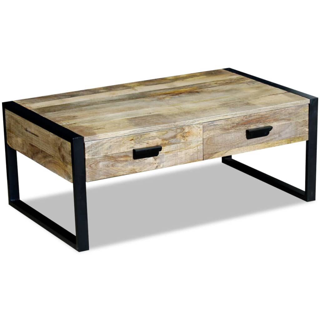 vidaXL Coffee Table with 2 Drawers Solid Mango Wood 39.4"x23.6"x15.7"
