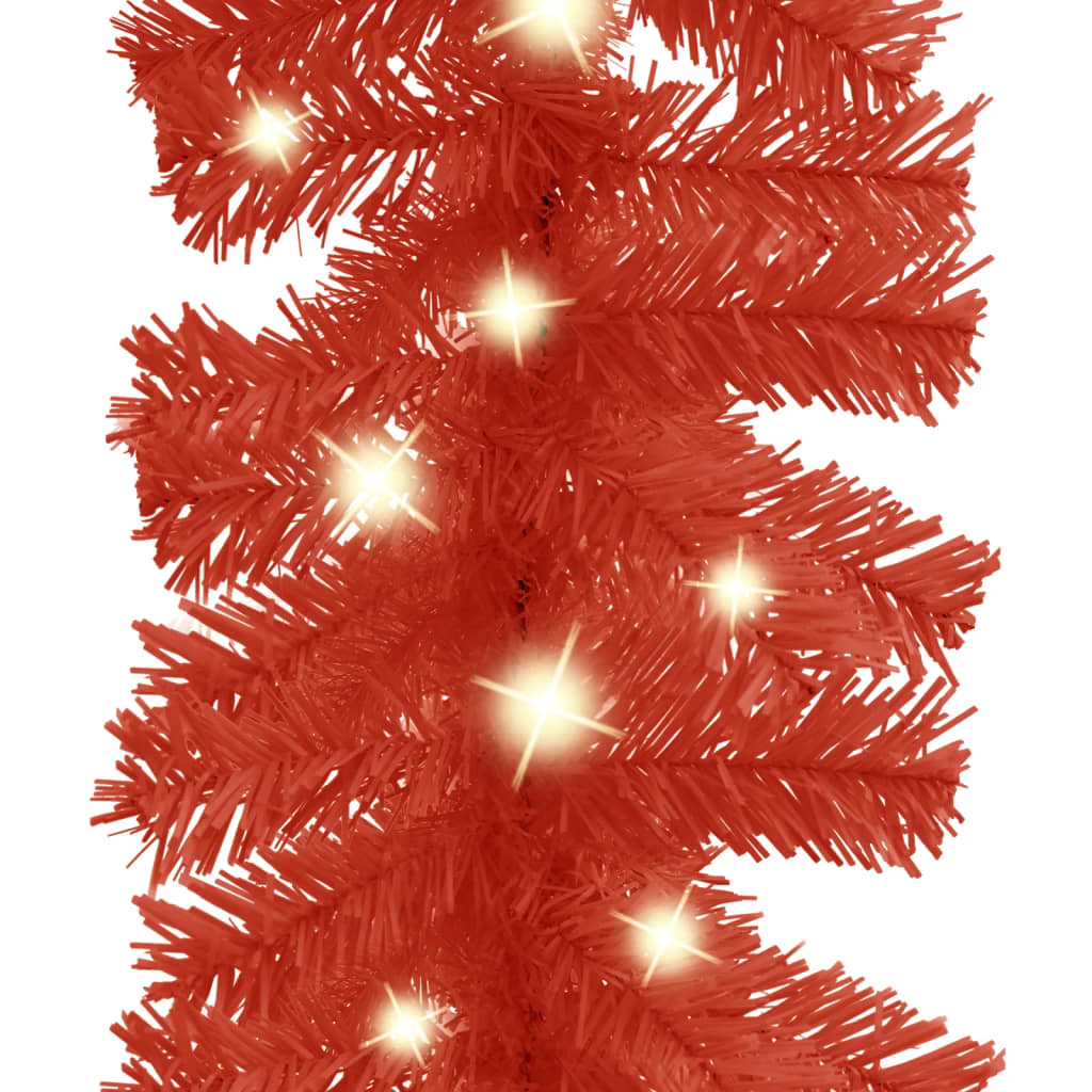 vidaXL Christmas Garland with LED Lights 393.7" Red