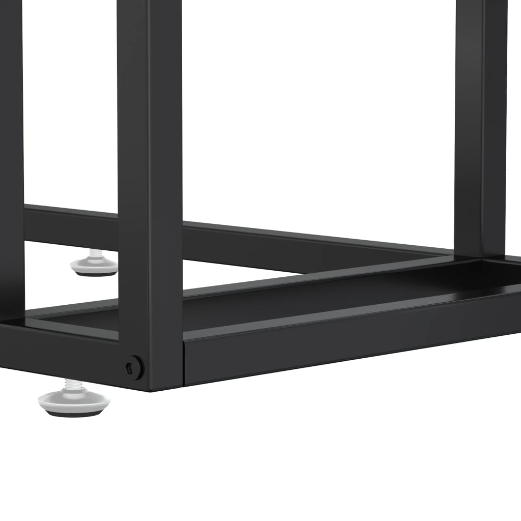 vidaXL Computer Side Table Black Marble 19.7"x13.8"x25.6" Tempered Glass