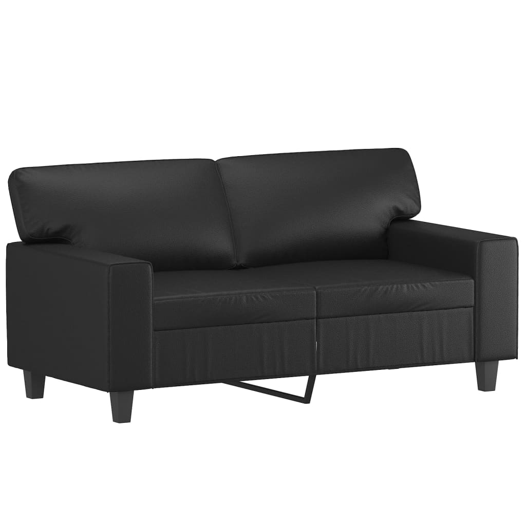 vidaXL 2-Seater Sofa with Pillows&Cushions Black 47.2" Faux Leather