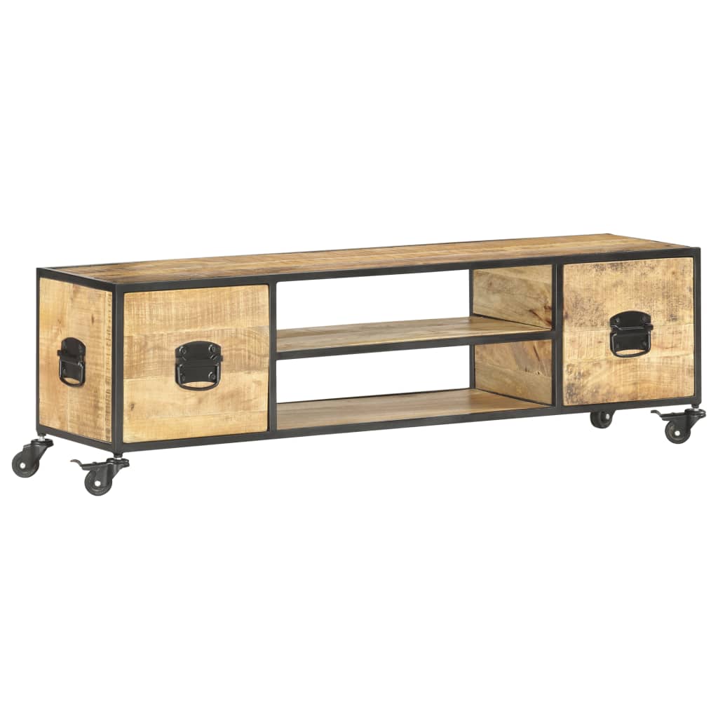 vidaXL TV Cabinet 51.2"x11.8"x15.4" Solid Mango Wood