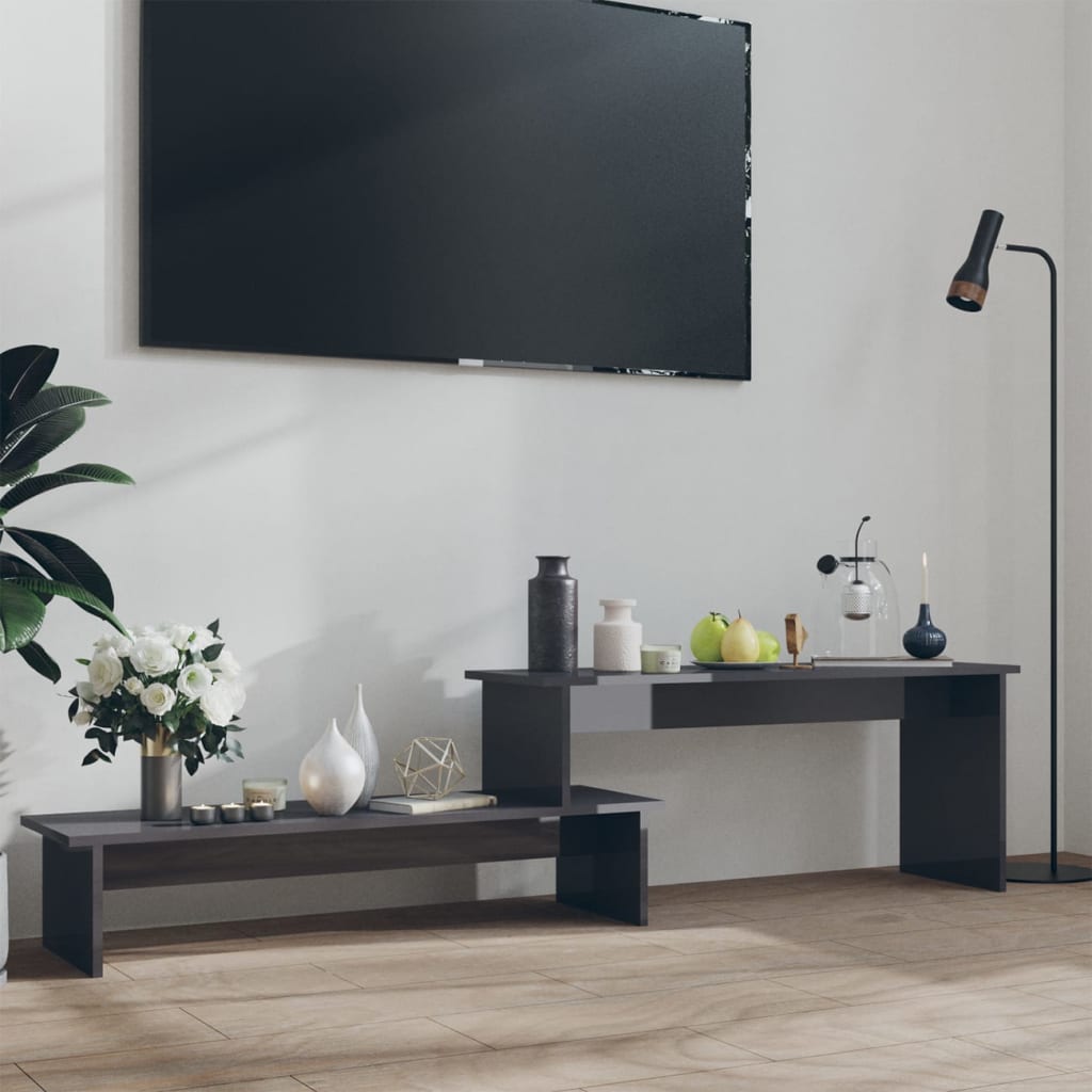 vidaXL TV Stand High Gloss Gray 70.9"x11.8"x16.9" Engineered Wood