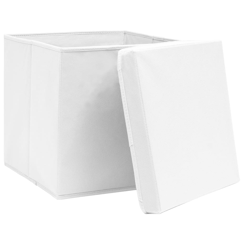 vidaXL Storage Boxes with Covers 4 pcs 11"x11"x11" White