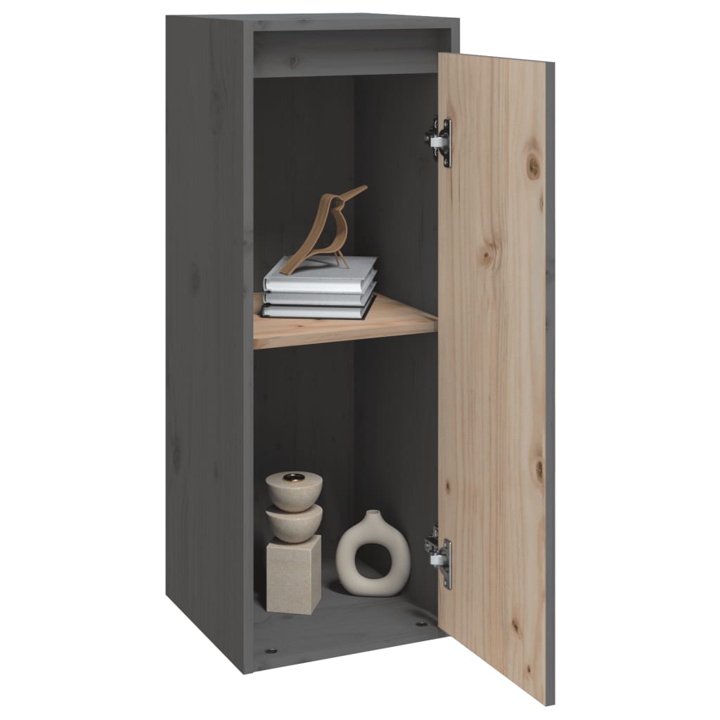 vidaXL Wall Cabinet Gray 11.8"x11.8"x31.5" Solid Wood Pine