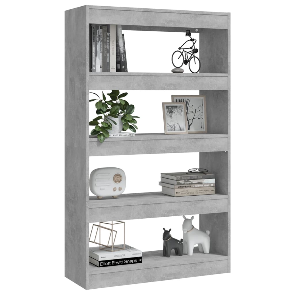 vidaXL Book Cabinet/Room Divider Concrete Gray 31.5"x11.8"x53.1" Engineered Wood