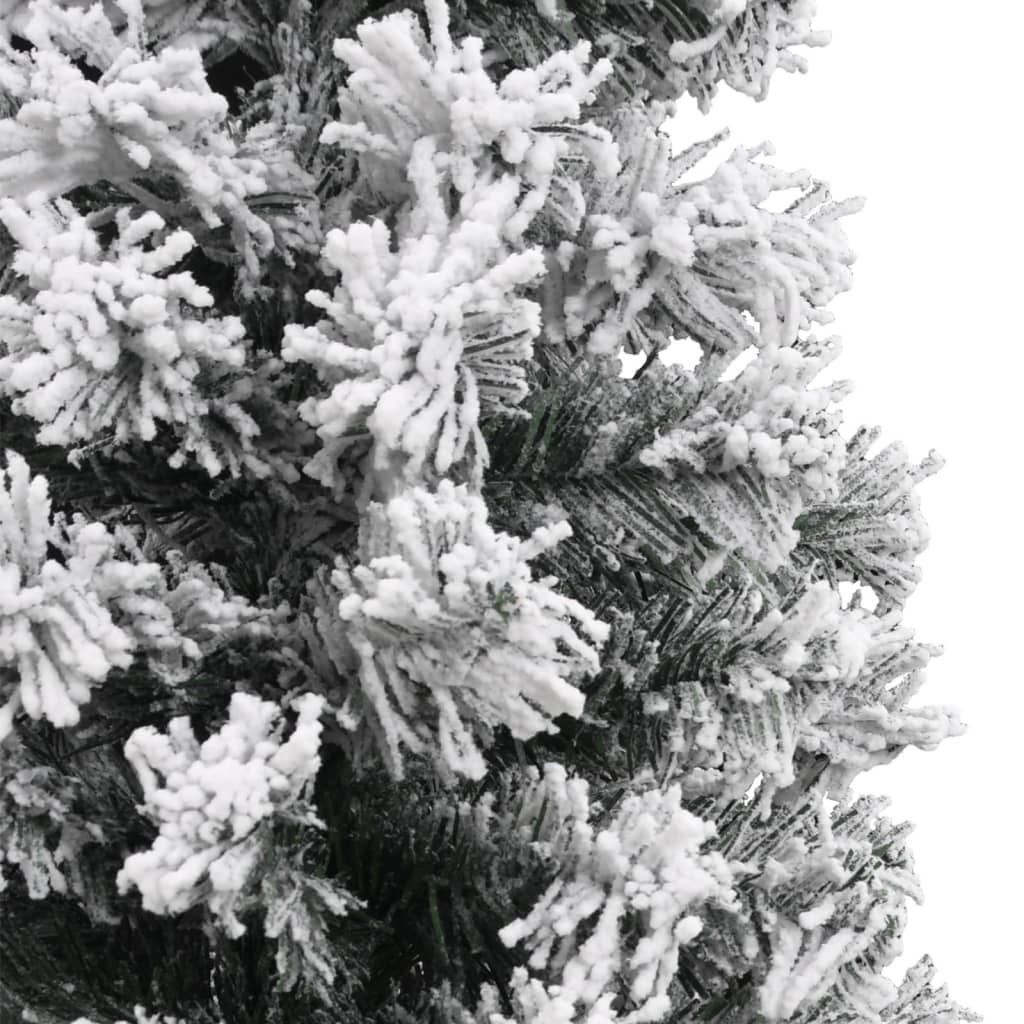 vidaXL Slim Artificial Christmas Tree with Flocked Snow Green 8 ft PVC