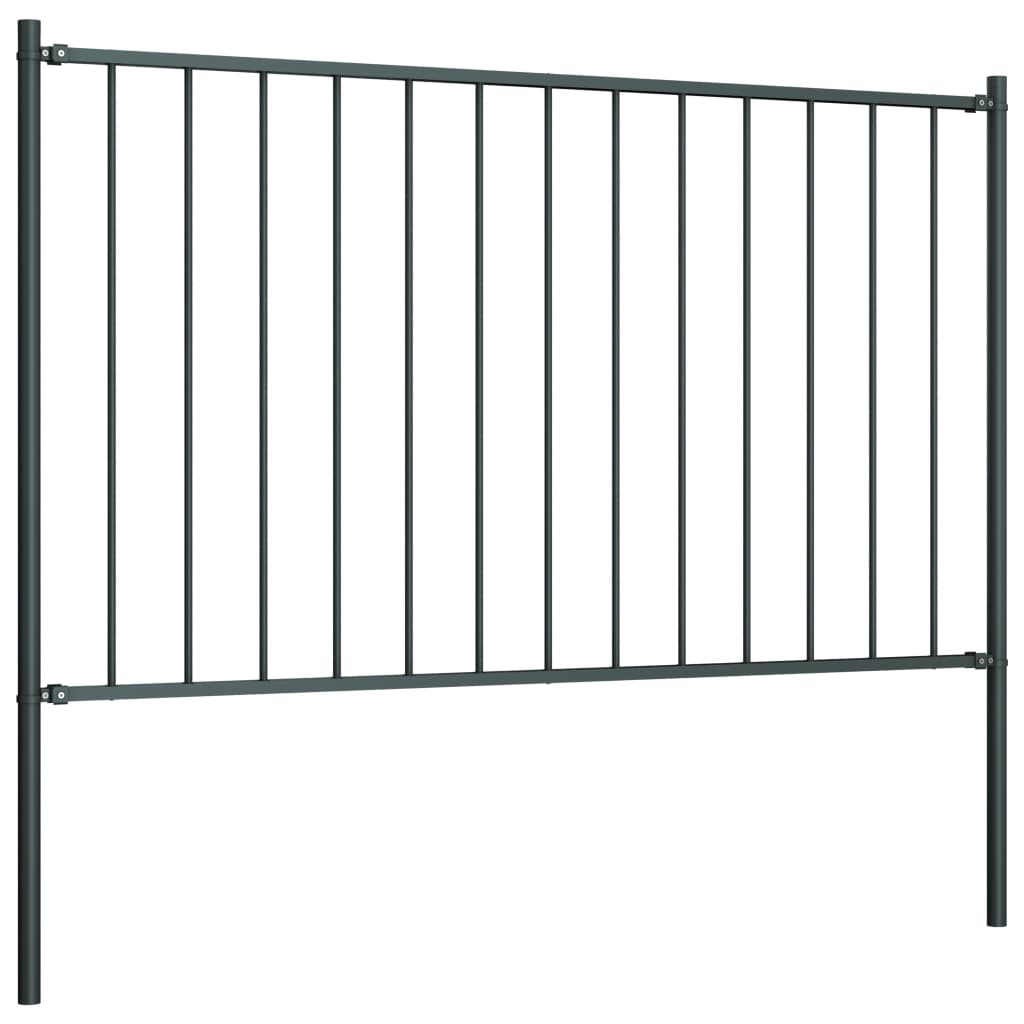 vidaXL Fence Panel with Posts Powder-coated Steel 5.6'x2.5' Anthracite