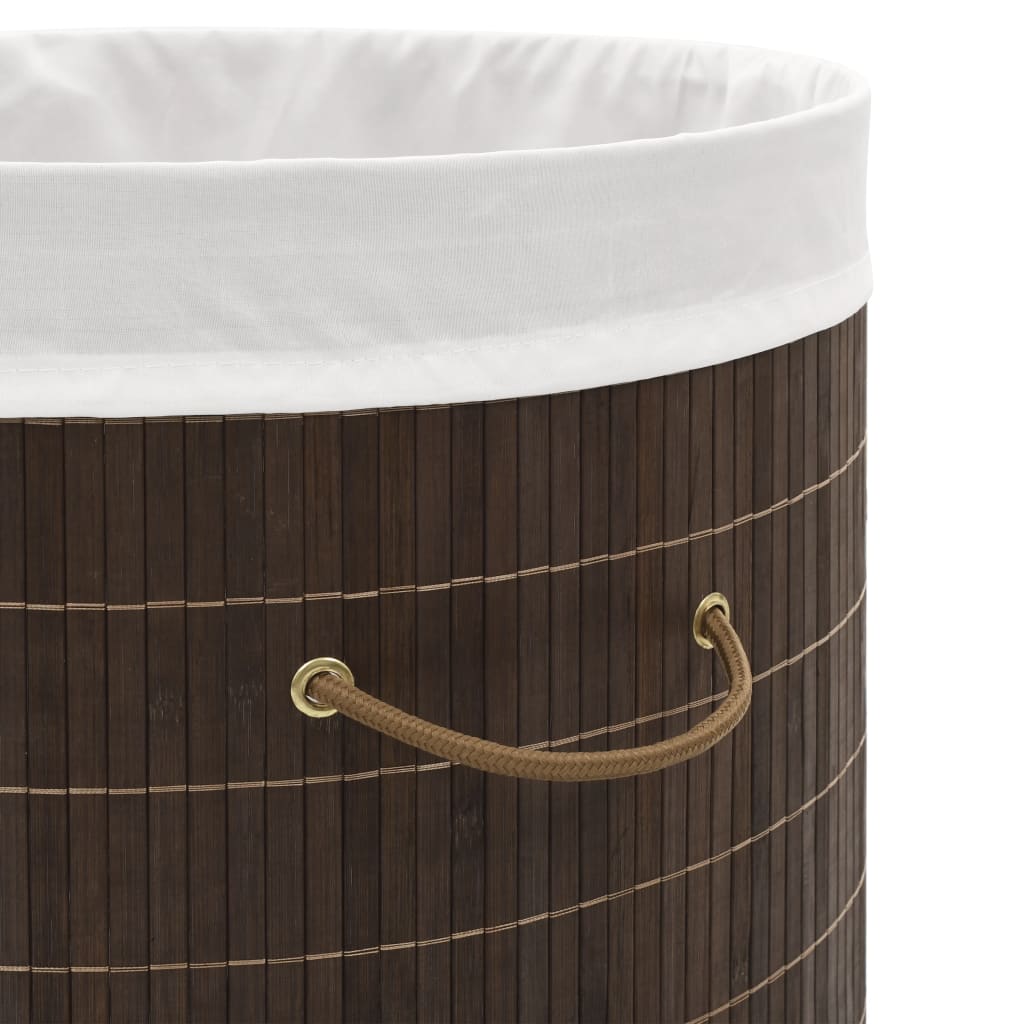 vidaXL Bamboo Laundry Bin Oval Dark Brown