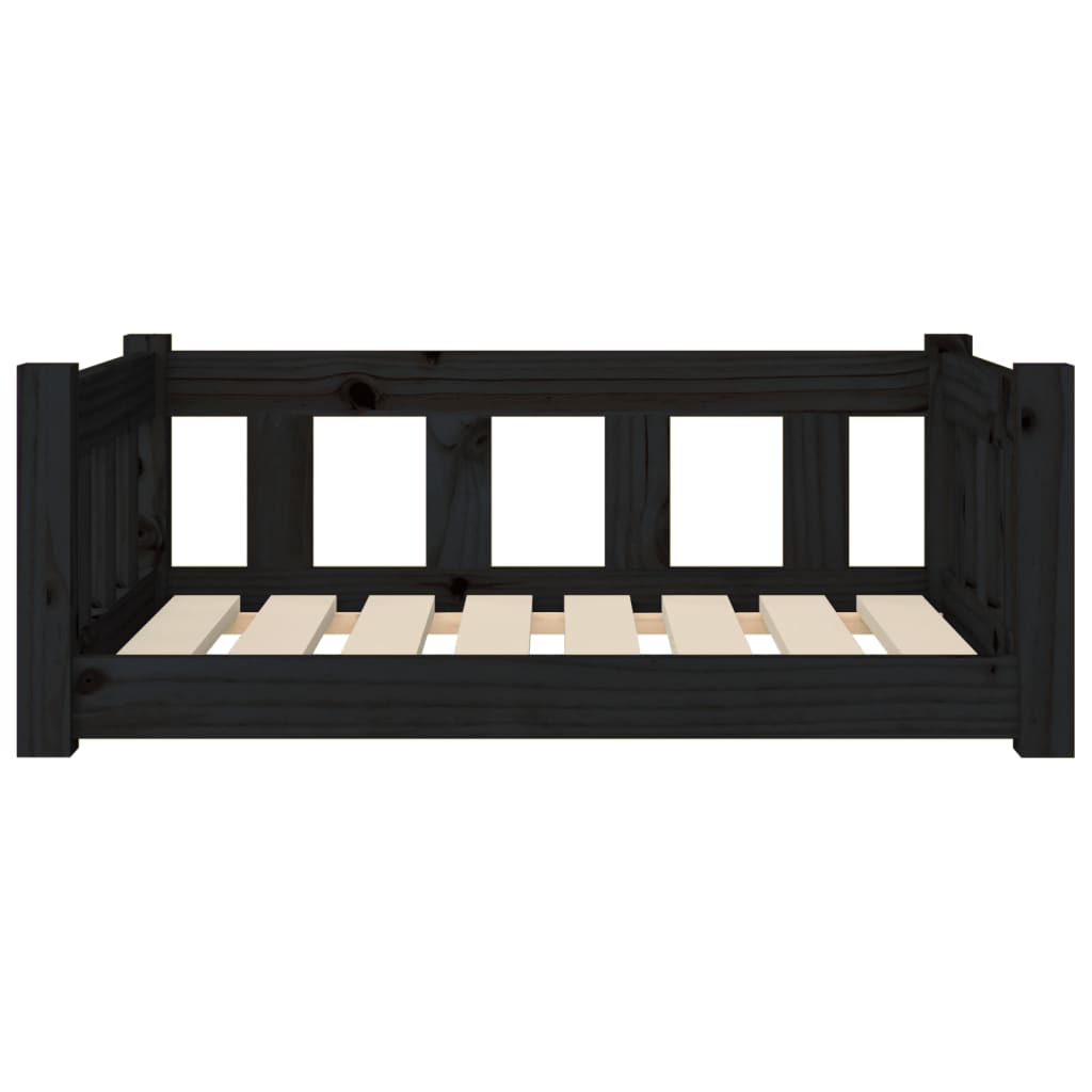 vidaXL Dog Bed Black 29.7"x21.9"x11" Solid Wood Pine