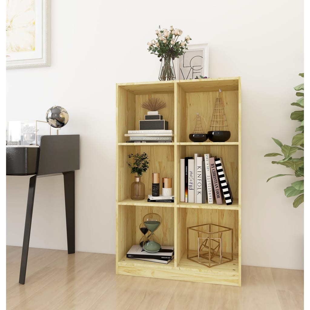 vidaXL Book Cabinet 27.6"x13"x43.3" Solid Wood Pine