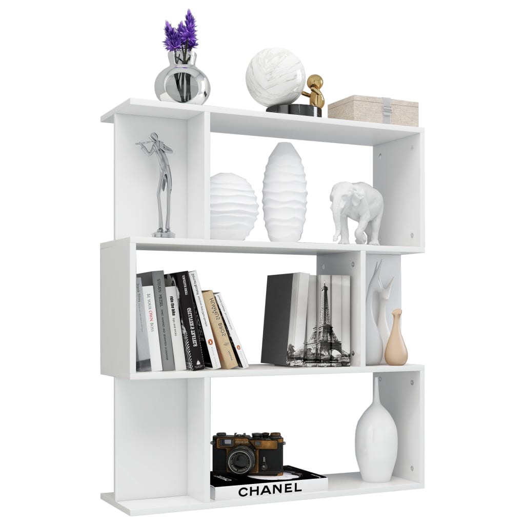 vidaXL Book Cabinet/Room Divider High Gloss White 31.5" x 9.4" x 37.8"